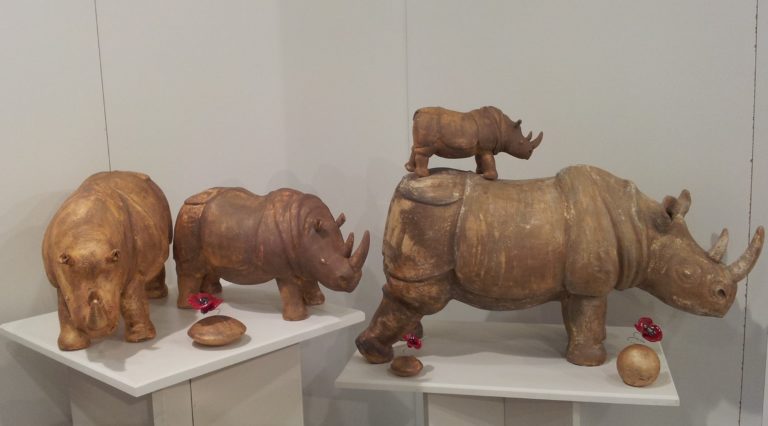 céramique-rhinoceros-famille
